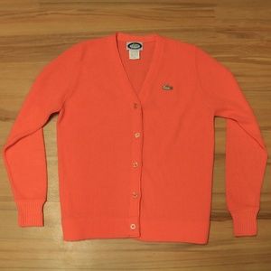 Vintage Izod Lacoste Cardigan Sz 38 Orange